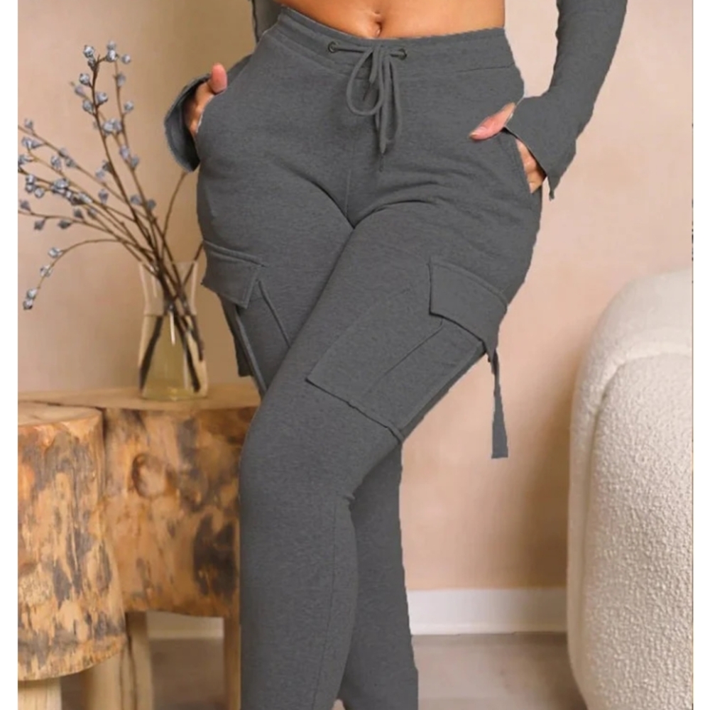Women's Gray Cargo Jogger Pants